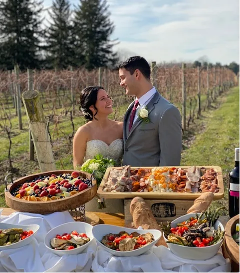 Piccolo Trattoria catered wedding reception with the bride and groom